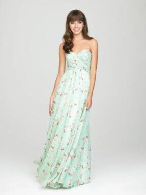 NWT Allure Bridals Green Floral Maxi Dress Size 14